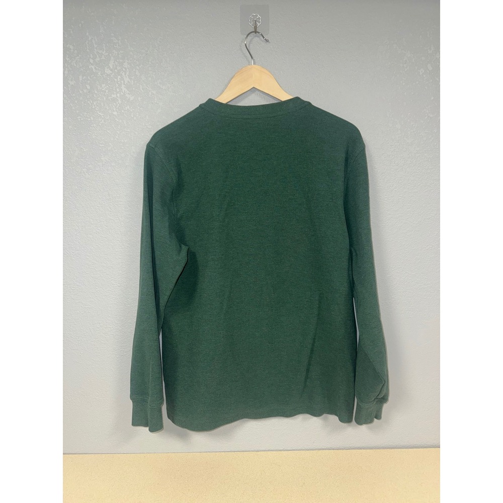 LLBean Mens Green Long Sleeve Henley Thermal Shirt Top Size M Reg - Picture 5 of 5